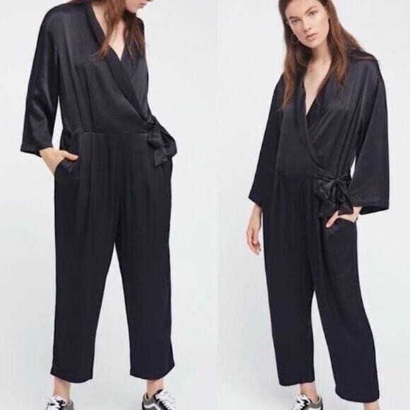 FREE PEOPLE BLACK JUMPSUIT - Picture 1 of 15